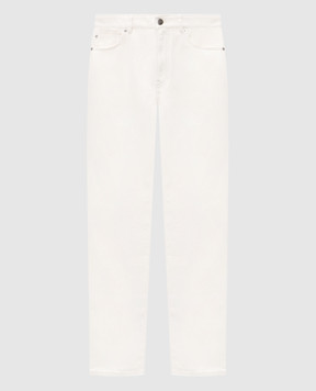 Agnona White linen jeans with logo patch T711U5YU2130