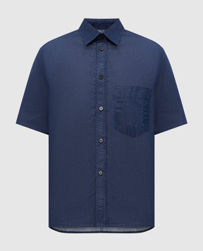 Givenchy Blue shirt with logo embroidery BM617Q517D