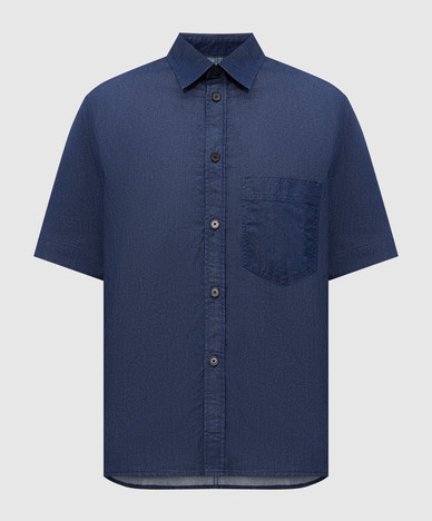 Blue shirt with logo embroidery
