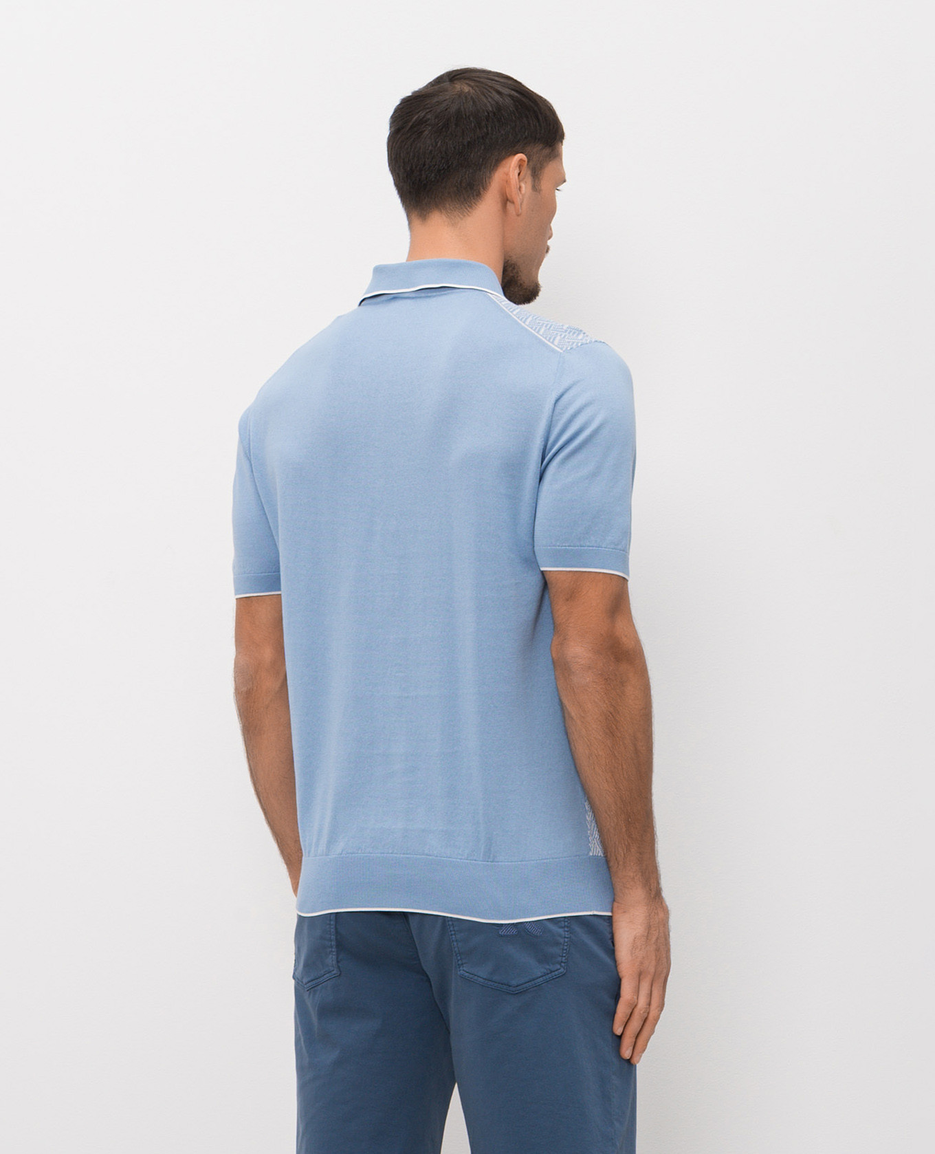 

Blue polo shirt with patterned silk Stefano Ricci, Light blue
