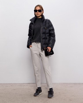 Peserico Blue quilted down jacket with monil chain A2412702200