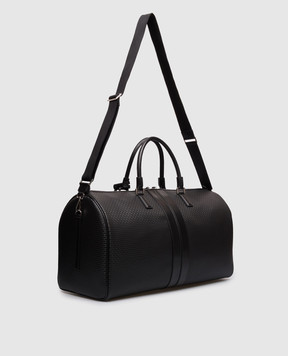 Serapian Black leather travel bag with logo SRSTSMTR739850ACG2