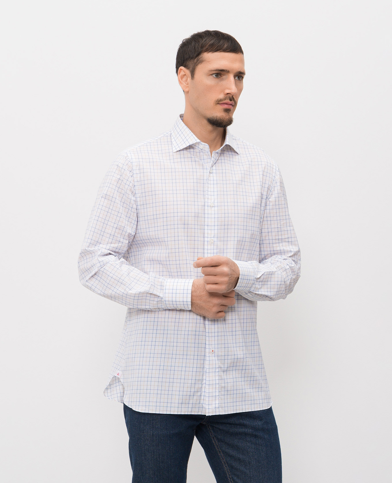 

White cotton check shirt ISAIA