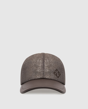 Peserico Brown combination cap with monogram A36218C0RCC778