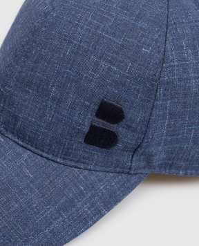 Brett Johnson Blue wool, silk and linen cap with emblem SS26CAP13Z470OCE1