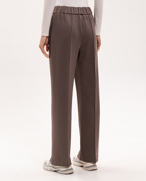 Moncler Brown pants with logo patch L20938H0000289A66