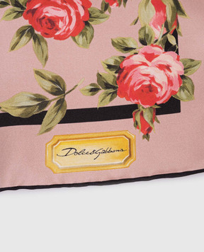 Dolce&Gabbana Pink silk scarf with floral print FN092RGDDPM