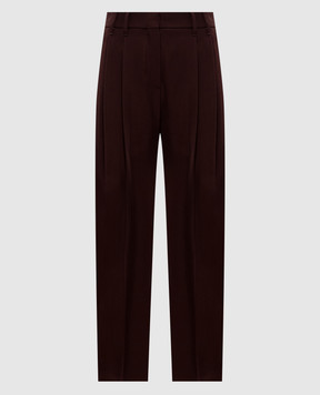 Brunello Cucinelli Burgundy wool pants with monil chain MA033P9045