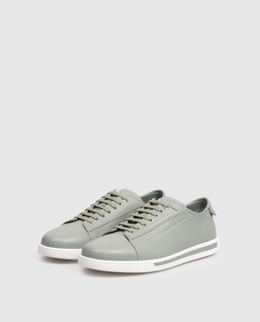 Stefano Ricci Green leather sneakers with monogram logo UV33G6662MR