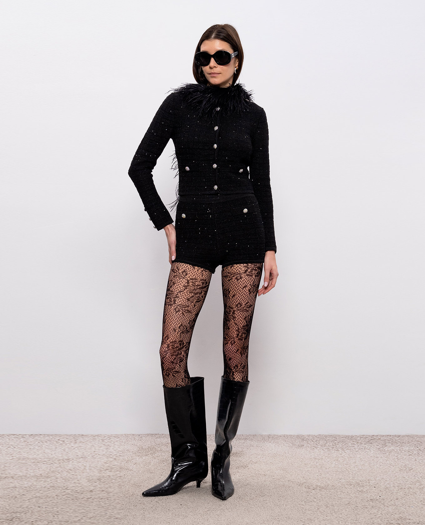 

Black tweed shorts with wool Alessandra Rich