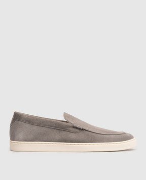 Brunello Cucinelli Gray suede slip-ons MZUHVSP335