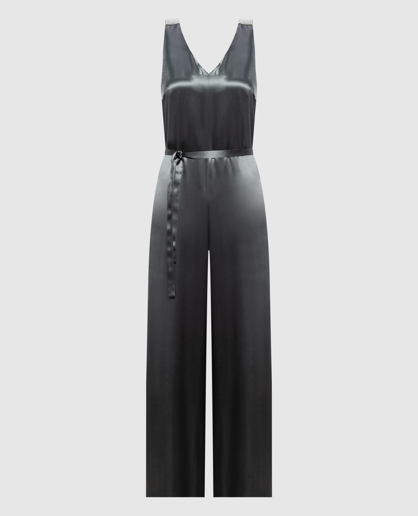 Green jumpsuit with monil chain