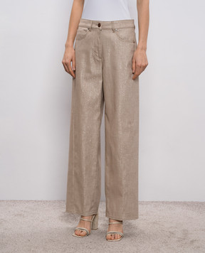 Peserico Brown pants with lurex A0463300591
