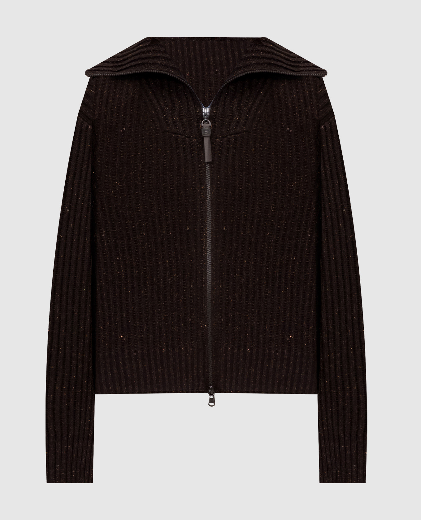 Brown cashmere and silk cardigan