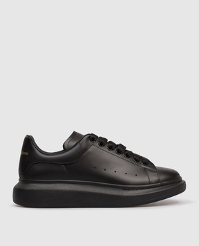Alexander McQueen Black leather sneakers with logo 553680WWAAN