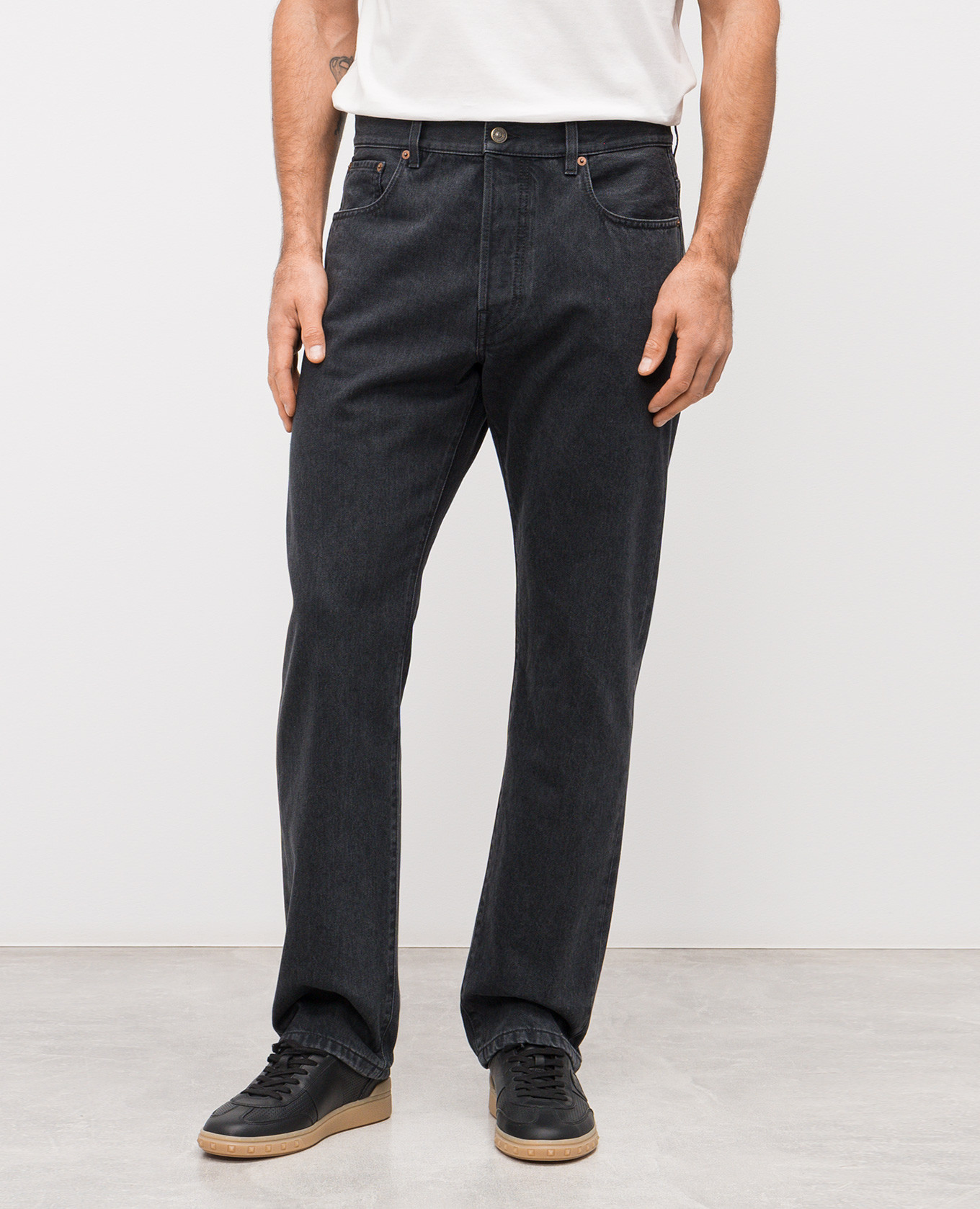 Grey jeans with logo patch Valentino 3