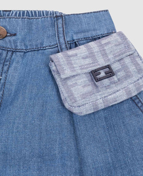 Fendi Children's blue denim shorts JFF400AVWI