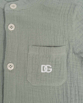 Dolce&Gabbana Children's green shirt with monogram logo L14S80FU5YU