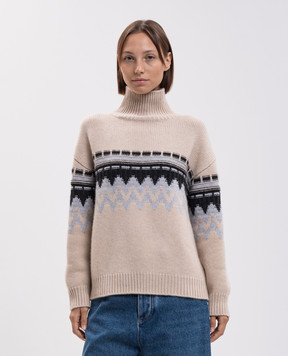 Allude Beige cashmere sweater with a pattern 26551001