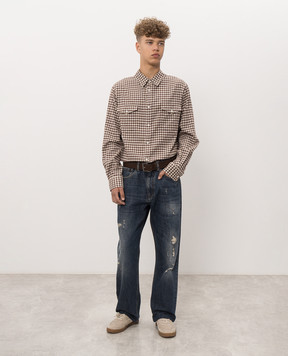 Maison Margiela MM6 Brown checkered shirt SH0DT0047M36011