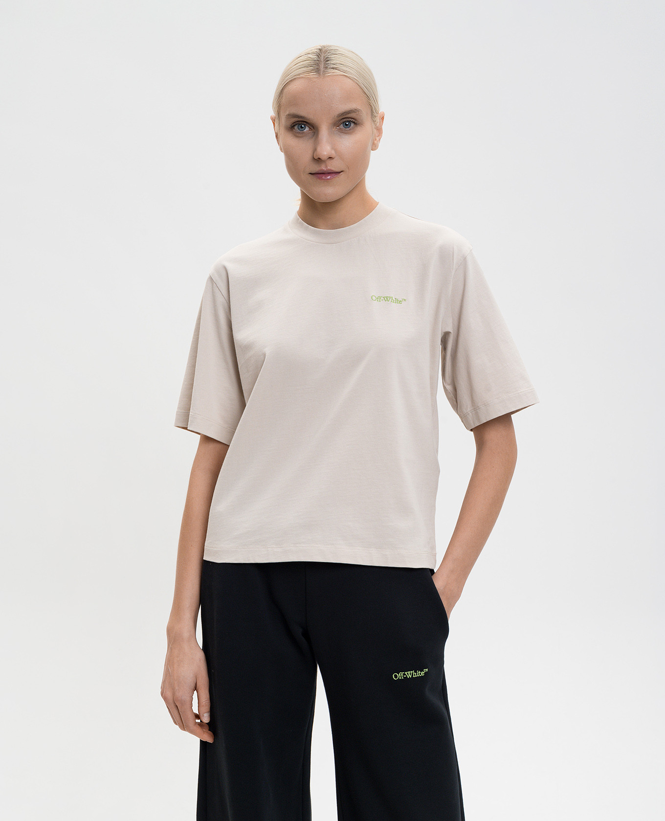 

Beige T-shirt with Arrow Leaves print Off-White
