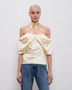 Alexander McQueen Yellow top with drape 852813QEAHM