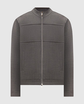 Peserico Grey wool jacket with logo patch R5701200588