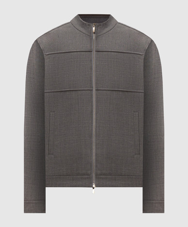 Grey wool jacket with logo patch