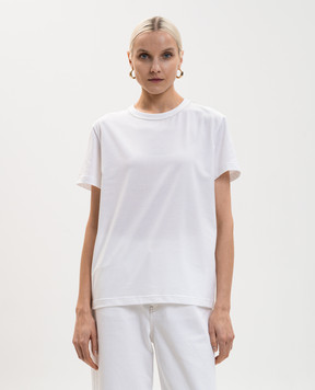Fabiana Filippi White T-shirt with a monil chain JED266F133L796