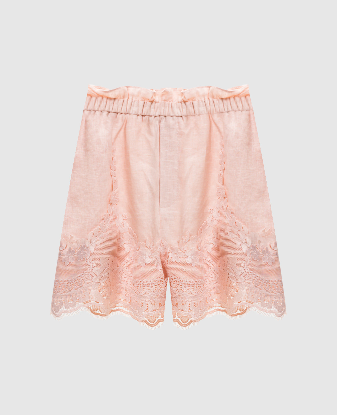 

Pink linen shorts with lace Twinset