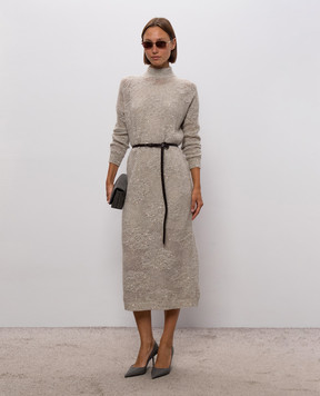 Brunello Cucinelli Gray openwork dress with belt MFA790A94