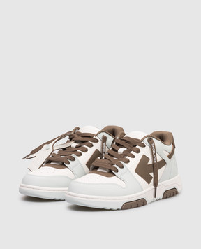 Off-White Out Of Office blue leather sneakers with contrast logo OWIA259S26LEA003
