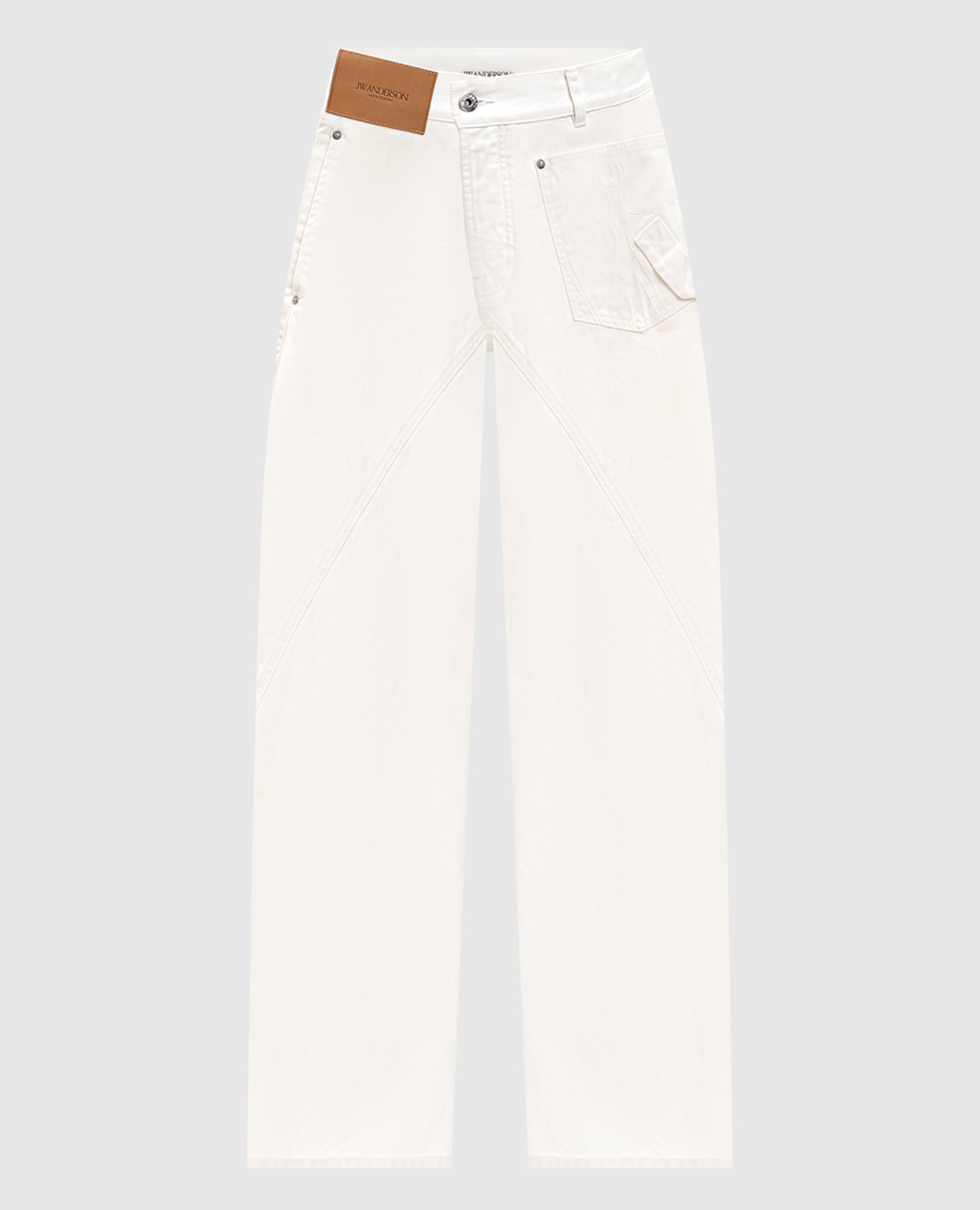 

White jeans with logo patch JW Anderson
