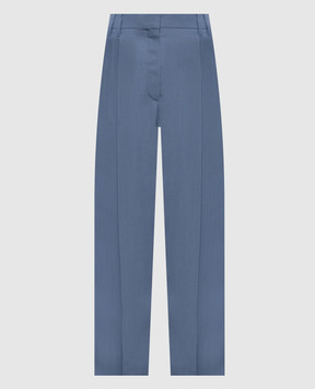 Brunello Cucinelli Blue linen pants with monil chain MH126P8292