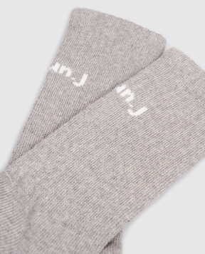 Juun.j Grey insulated socks with logo pattern JC61KTP013