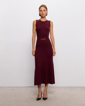 Gabriela Hearst Meier burgundy wool and cashmere dress 4269600A004