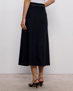 Peserico Navy blue wool and cashmere skirt A05736A03358