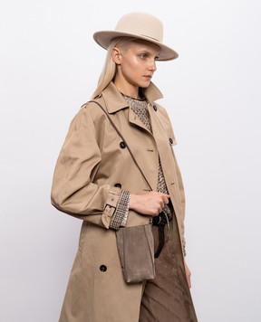 Brunello Cucinelli Brown suede bag with embossed logo MWDLD2739P