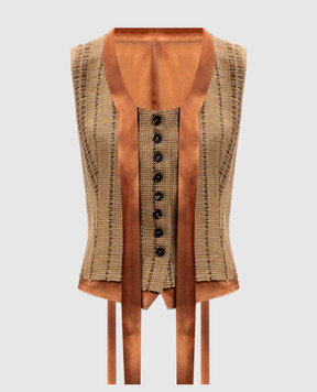 Masnada Brown linen vest 8013