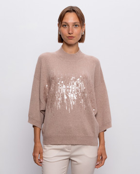 Peserico Beige wool sweater with sequins A99834F07RL9100