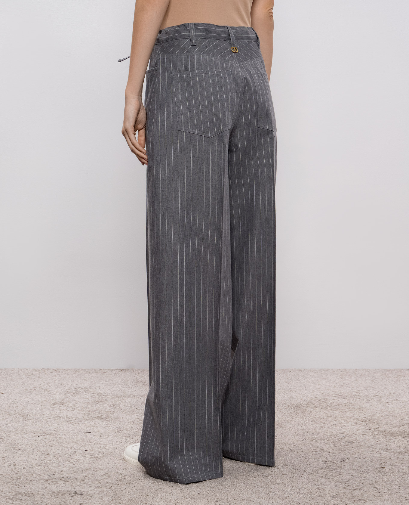 Gray striped wool pants Twinset 4