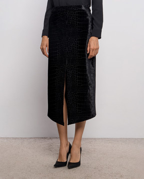 Tom Ford Black velour skirt with a textured crocodile pattern GC5851FAX1801