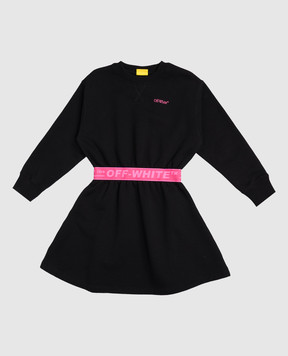 Off-White Children's black dress with logo 44GDF002F5F001