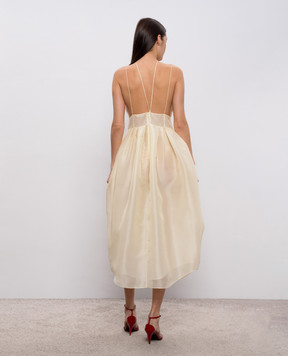 Khaite Colette yellow silk midi dress 5584382