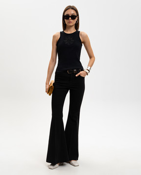 Twinset Black flared jeans with logo patch 261TP2680