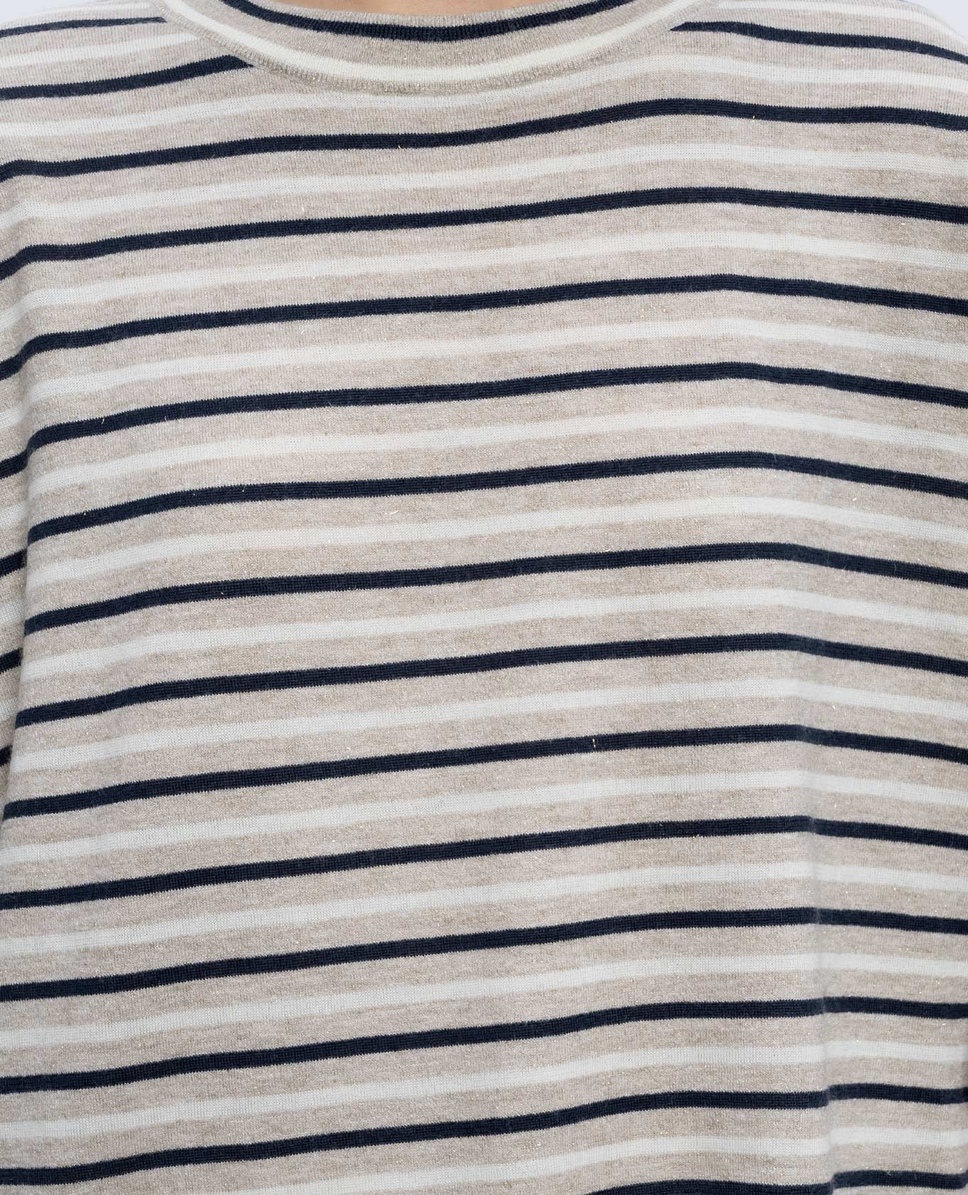 

Beige striped cashmere T-shirt Brunello Cucinelli