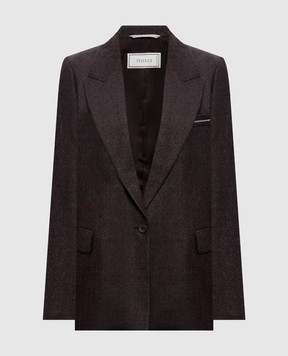 Peserico Dark brown wool jacket with lurex A01137Z03359