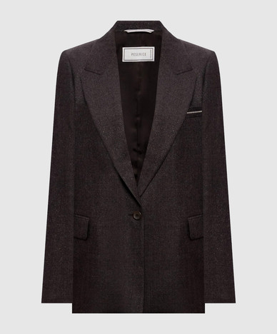 Dark brown wool jacket with lurex
