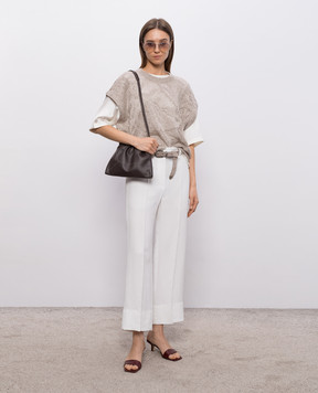 Brunello Cucinelli Beige linen top with sequins MDT771010