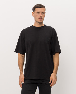 Stefano Ricci Black wool T-shirt with embroidered logo MNH6305620WPA02T